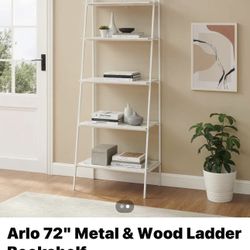 Arlo 72" Metal & Wood Ladder Bookshelf