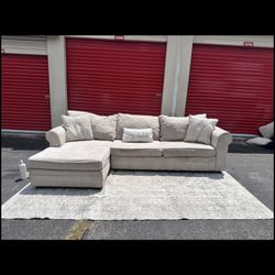 Beige Sectional Sofa w/ Chaise – Cleaned & Delivered Free