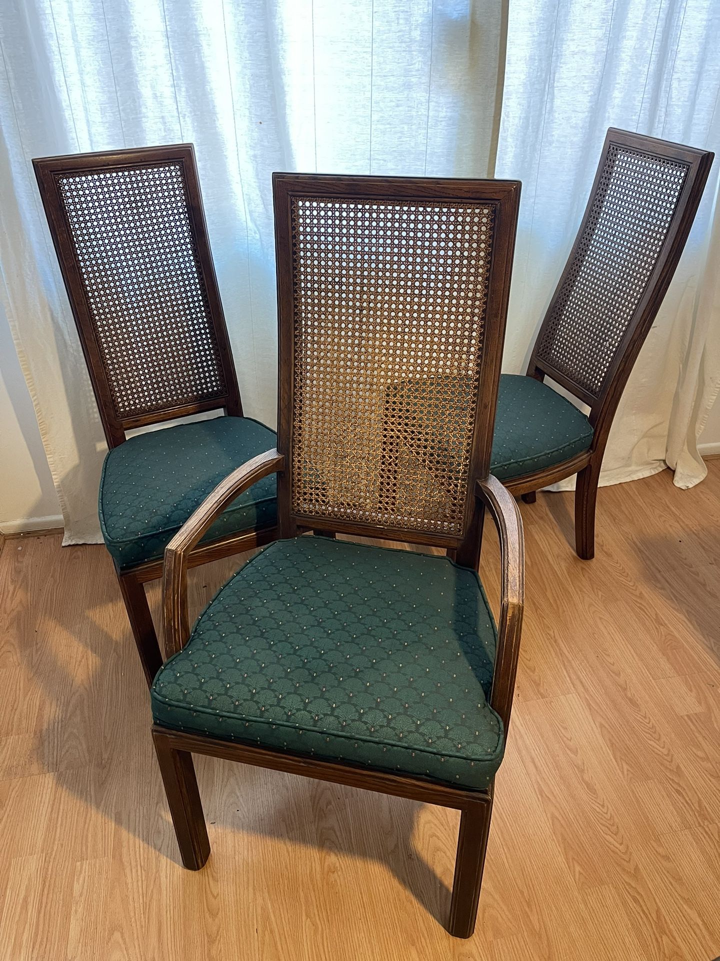 vintage mid-century Henredon hardwood caning chairs