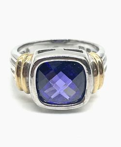 Sterling Two Tone Purple Stone Ring 6