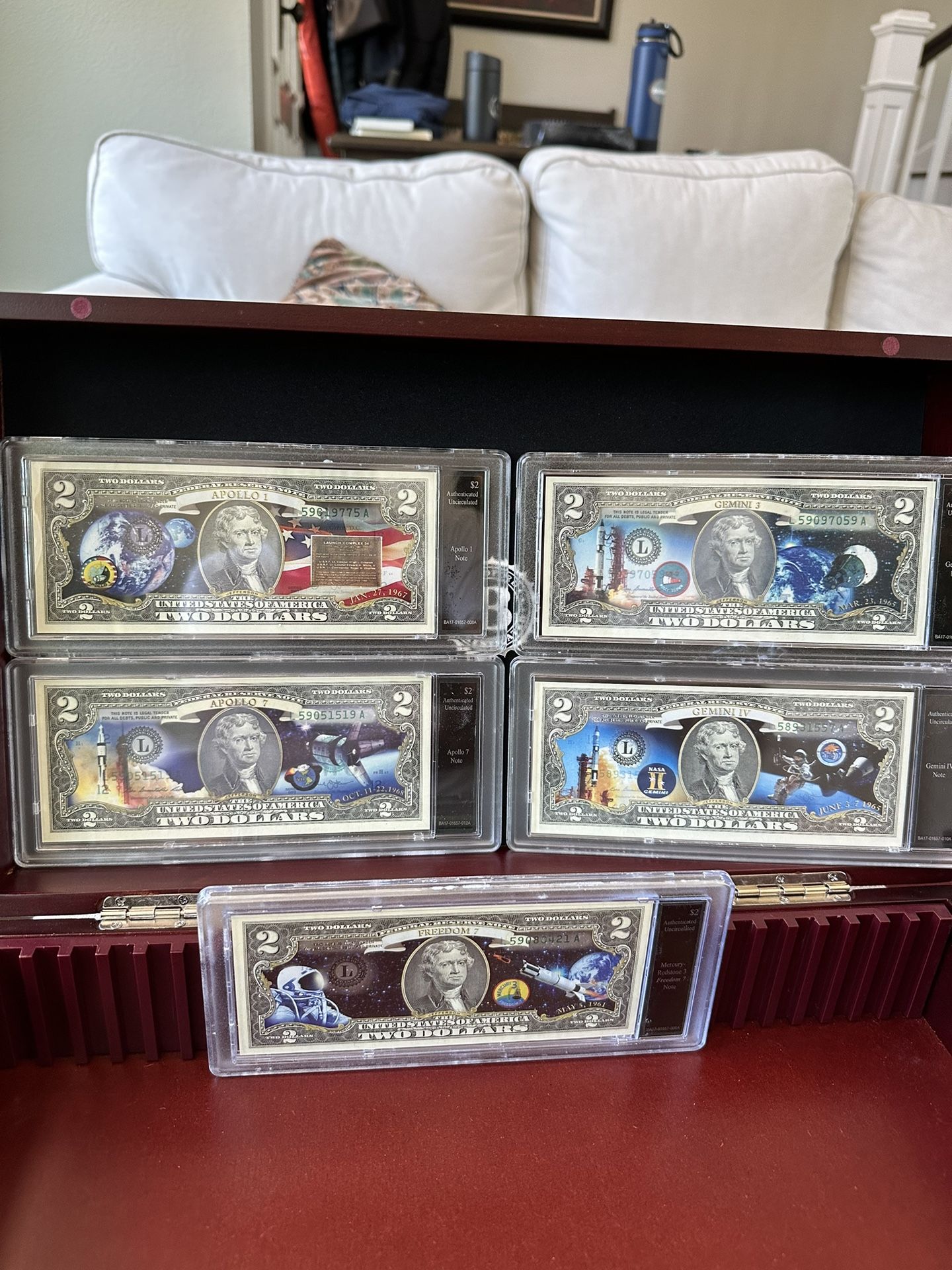 Bradford Exchange Colorized Uncirculated $2 Bill Collection — In Wooden ...