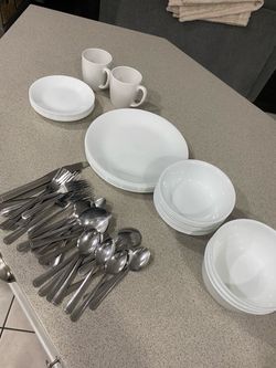 dishes, and silverware