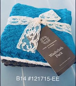  Pack of 6 Absorbent Textured Cotton Washcloths. Mixed Colors. #121515-EE
