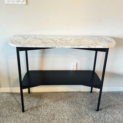 Faux Marble Top And Iron Console Table 