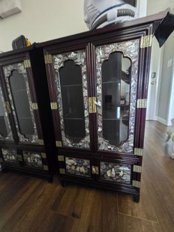 Korean Mother of Pearl Display Cabinet set of 2