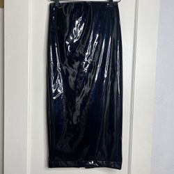 Michael Costello X Revolve Skirt Womens XXS Black Julia Faux Leather Midi Pencil
