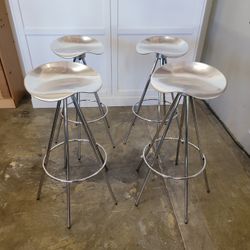 Pepe Cortés “Jamaica” Aluminum Bar Stools for Amat Spain — Set of Four