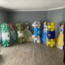 Princesses Standee (rentals) & Balloon Decor
