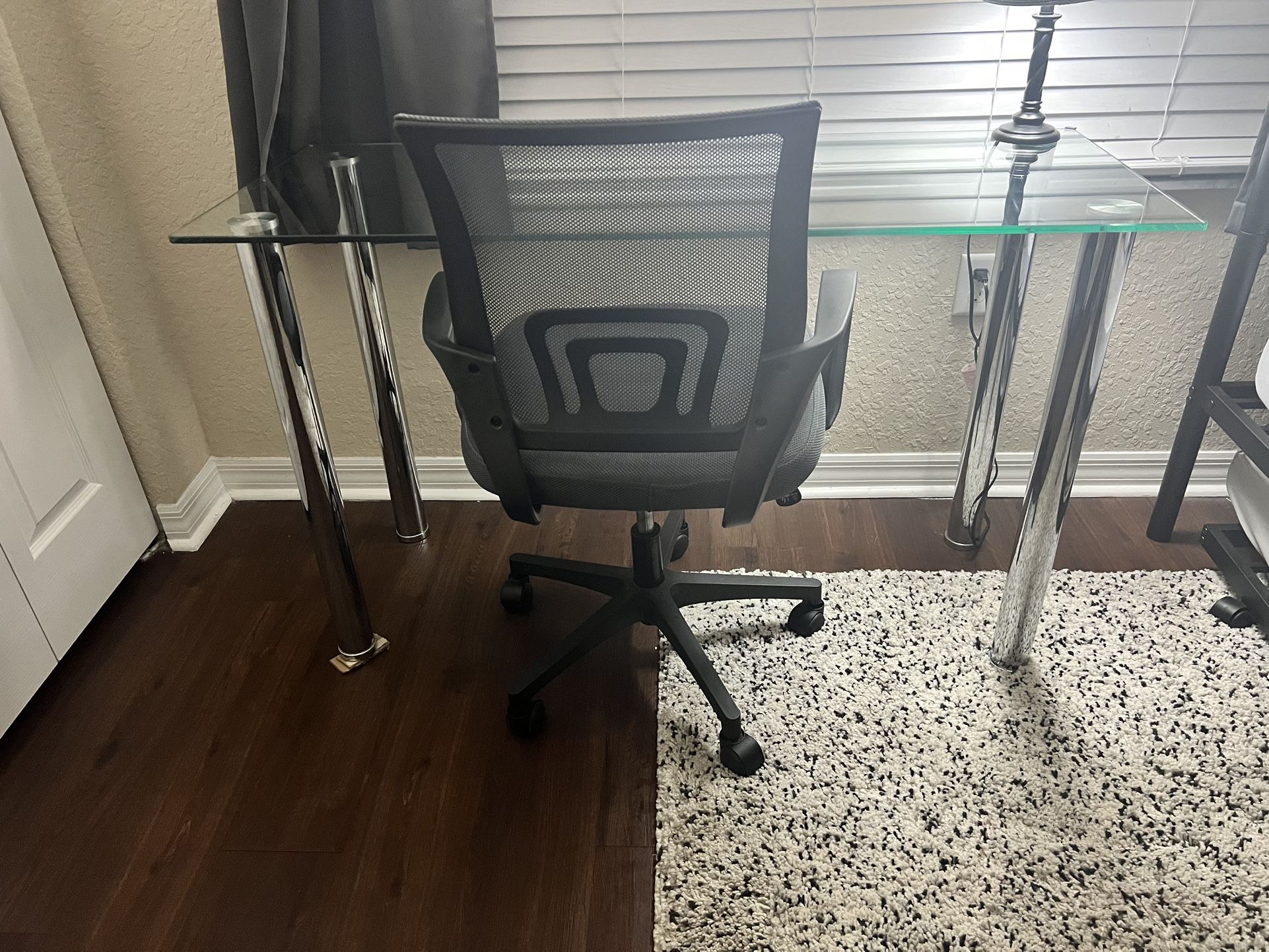 Tempered Glass Desk And Computer Chair
