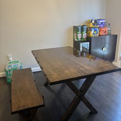 Solid Wood Dining Table & Bench