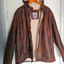 Men's Jacket XL Vegan Leather Suede Sherpa