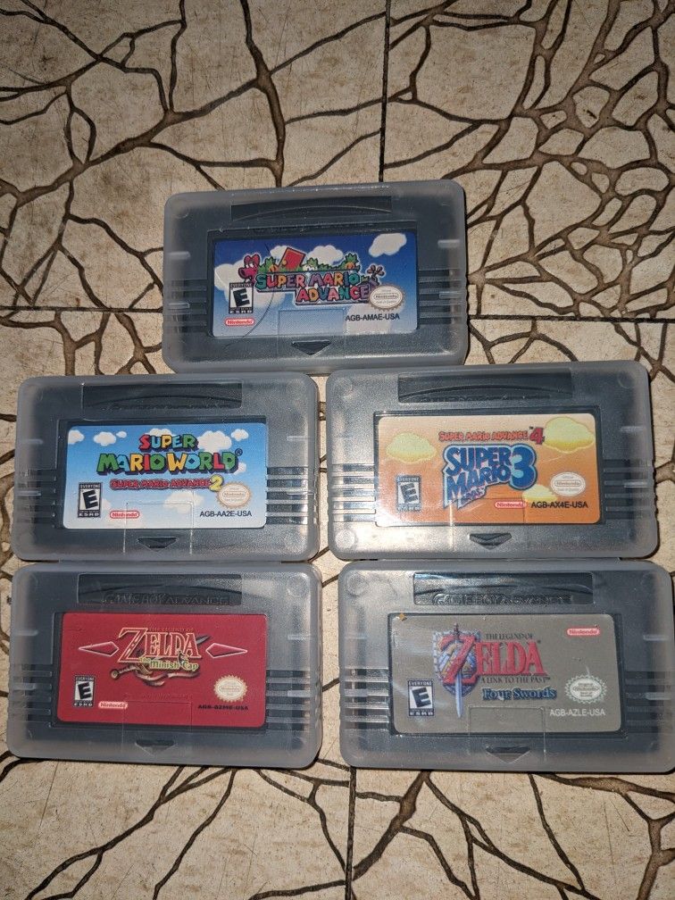 5 Total Super Mario Advance 1 2 & 4 & Zelda Games Minish Cap A Link To The Past Four Swords Game Boy Gameboy Advance