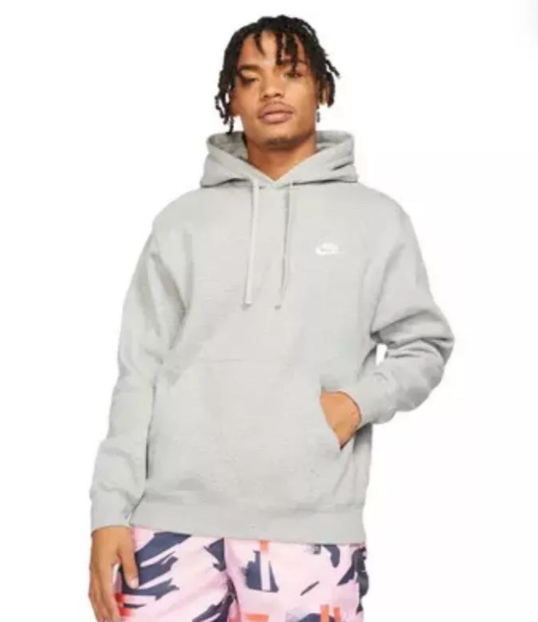 NEW Nike Mens Small Sportswear Club Fleece Pullover Hoodie - Gray (BV2654-063)