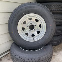 New 205-75-14inch Trailer Tires With Galvanized Rims. In Stock. 