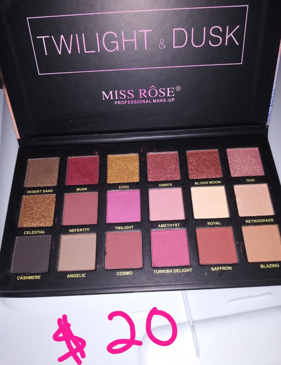 Eye shadows and eye liners and 1 highlighter