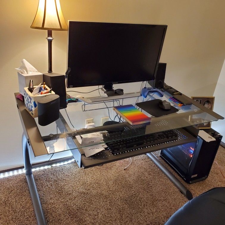 Glass And Aluminum Modern Computer Desk