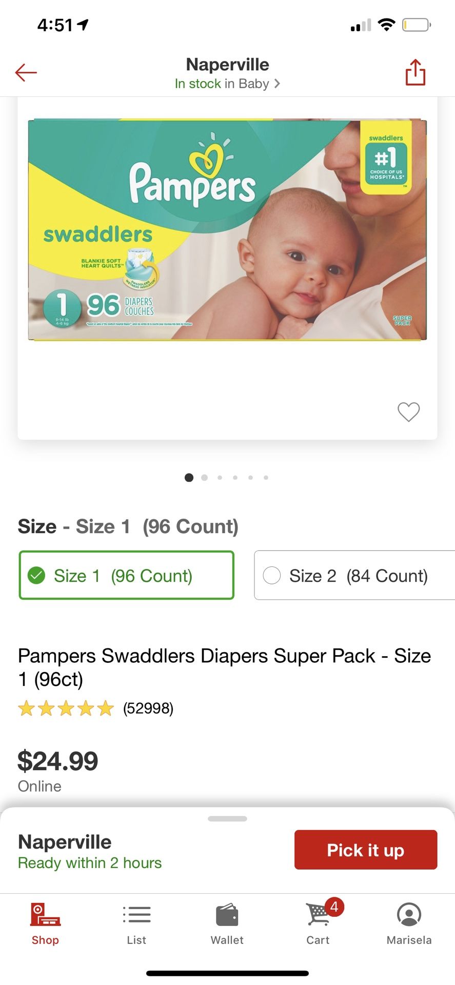 Pampers swaddlers size 1