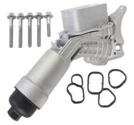 Upgrade Aluminum Engine Oil Cooler Filter Housing with Cooler Sensor & Gaskets