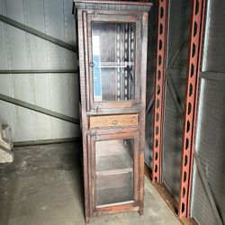 Antique Indian Wood Display Case Cabinet Vitrine