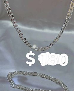 Silver chain and bracelet, cadena y esclava de plata