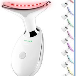 7-Color LED Facial Light Therapy Wand – Face & Neck Massager (White)