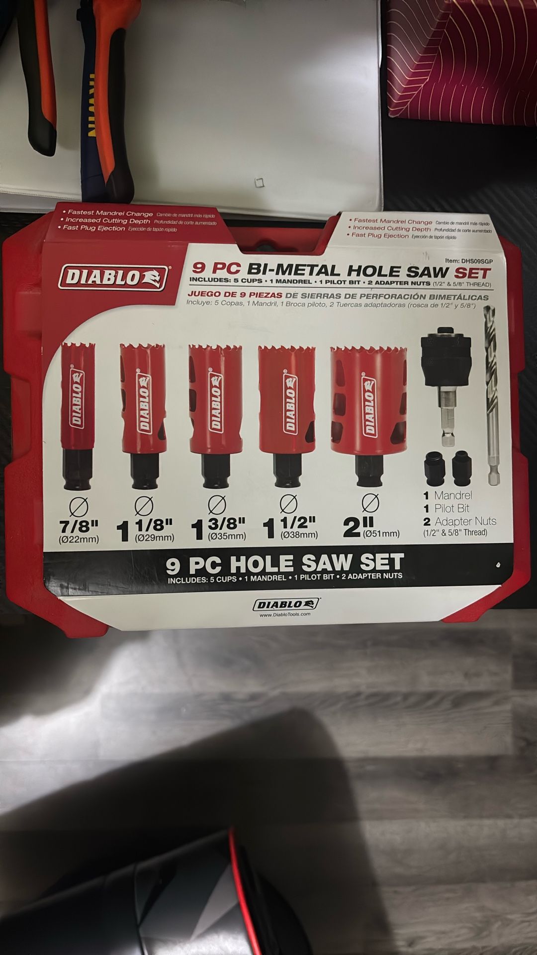 9pc Diablo Hole Saw Set