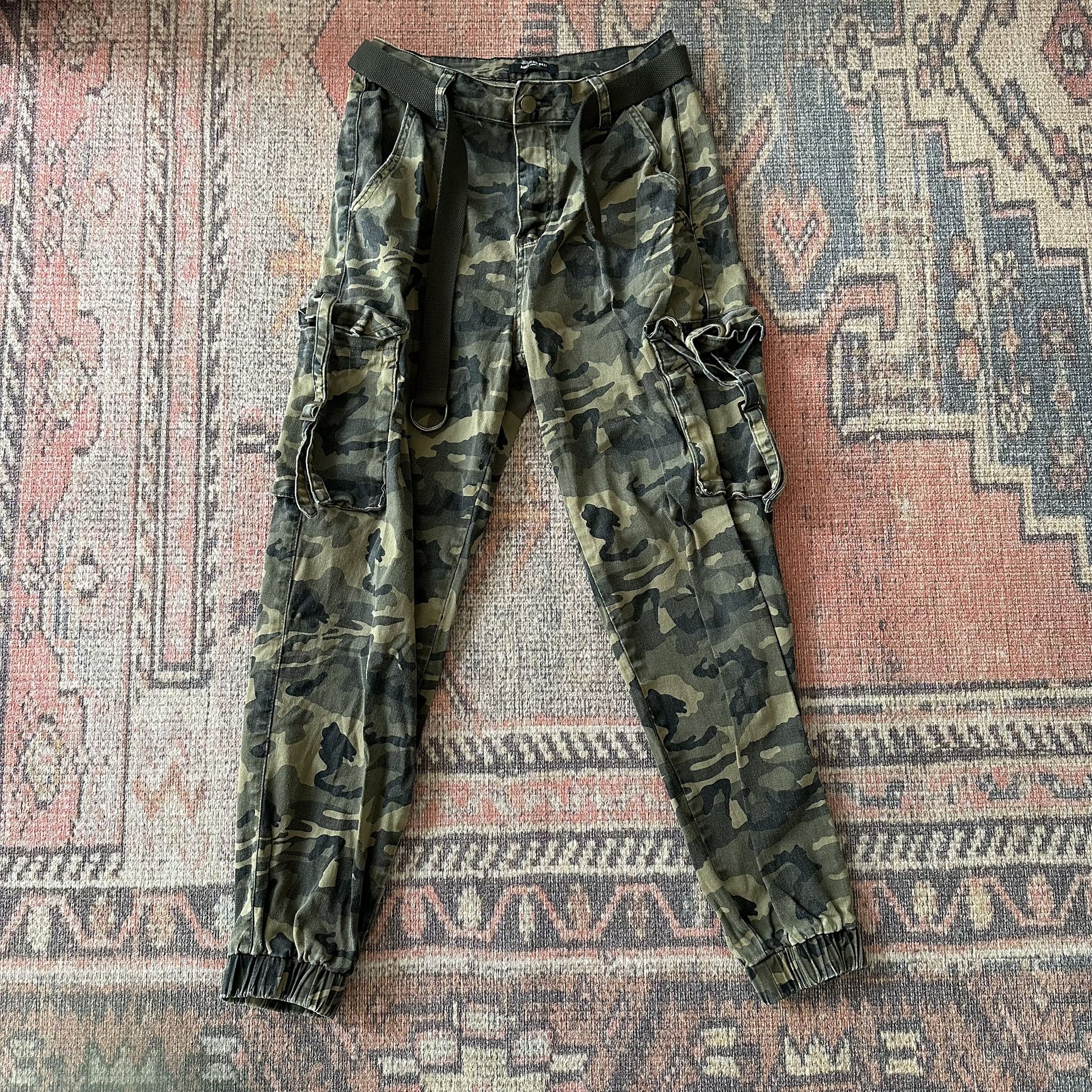 American Bazi Camo Cargo Joggers with Belt