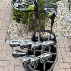 Taylor made Sim Max Irons And Callaway Epic Flash Driver 3 Wood With Bag 