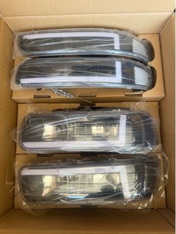 00-06 Chevy Tahoe Black Clear Reflector LED Strip Headlights Parking Lights