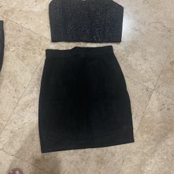 Leather Skirt And Bustier Set