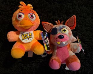 Two Foxy Chica FNAF plushies plush stuffed animals