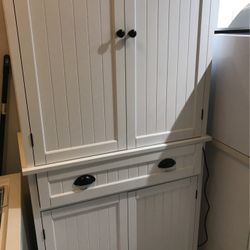 Kitchen Pantry Storage Cabinet with Drawer and Adjustable Shelves