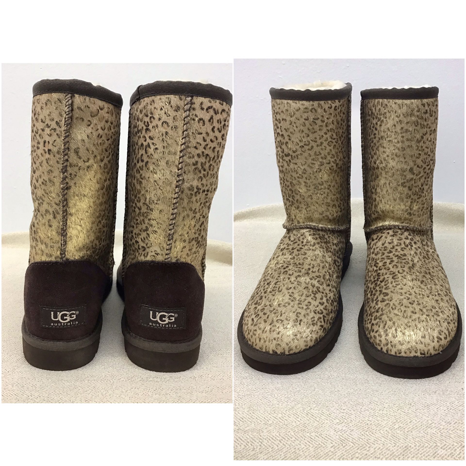 UGG AUSTRALIA leopard winter fur boots Size 7 Brand New