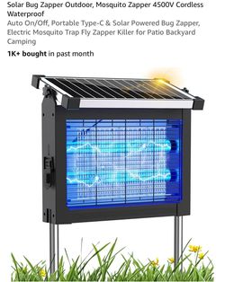 15" Solar Outdoor Bug Zapper 4500V Cordless