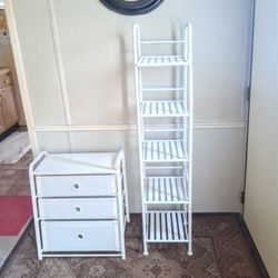 METAL FRAMED "3" DRAWER STORAGE UNIT & "5" TIER STORAGE SHELF UNIT 