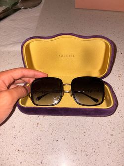 Gucci GG1016SK Horsebit Square Sunglasses — Black/Gold