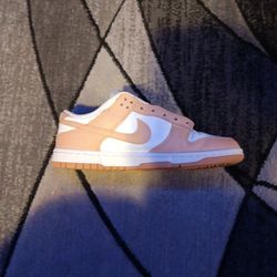 Size9.5 Woman White And Tan Nike Dunks