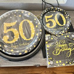 50th Birthday Party Decor And Food Serving Items