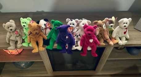 12 Bear TY Beanies with tags and covers