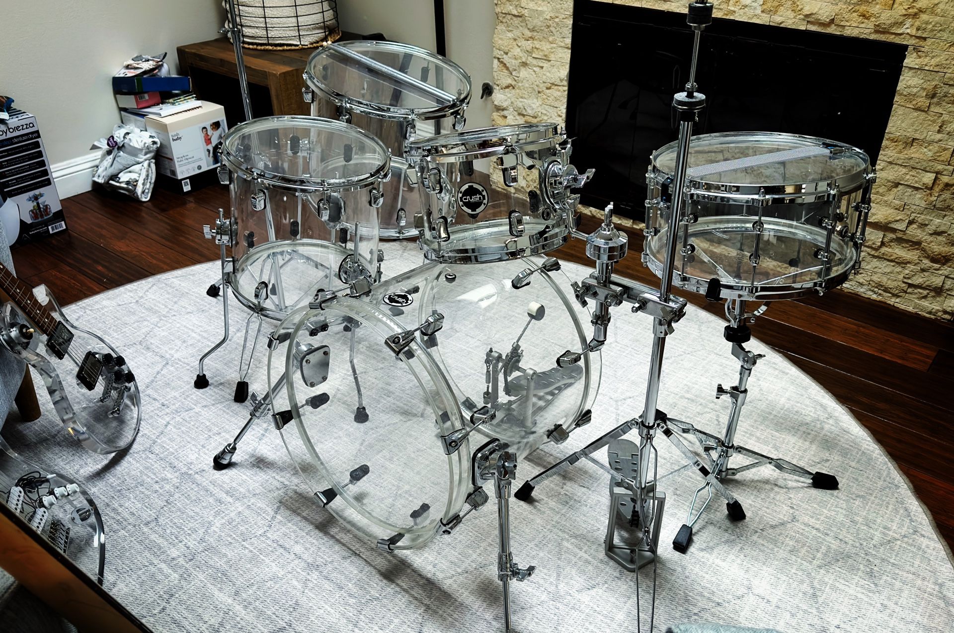 Crush Clear Acrylic Drum Set