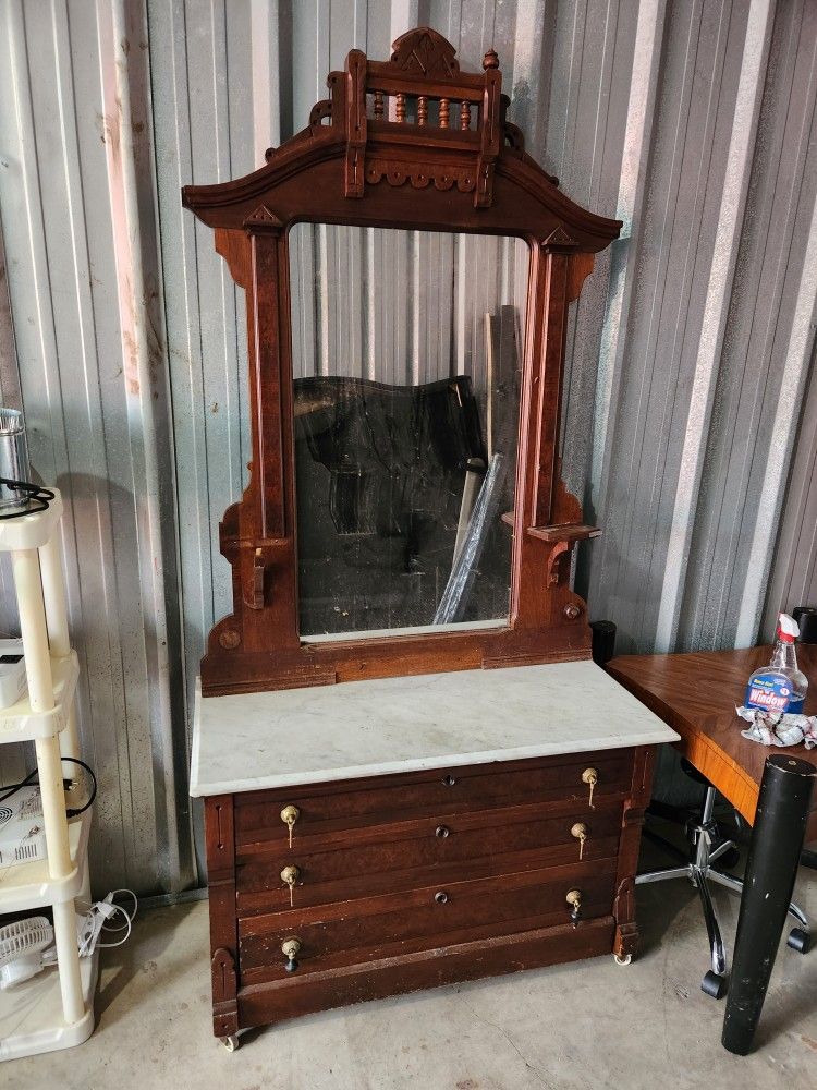 Antique Eastlake Dresser And Mirror 1880s