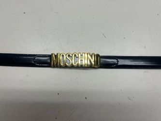 Moschino Slim Black Leather Women's Belt 75cm