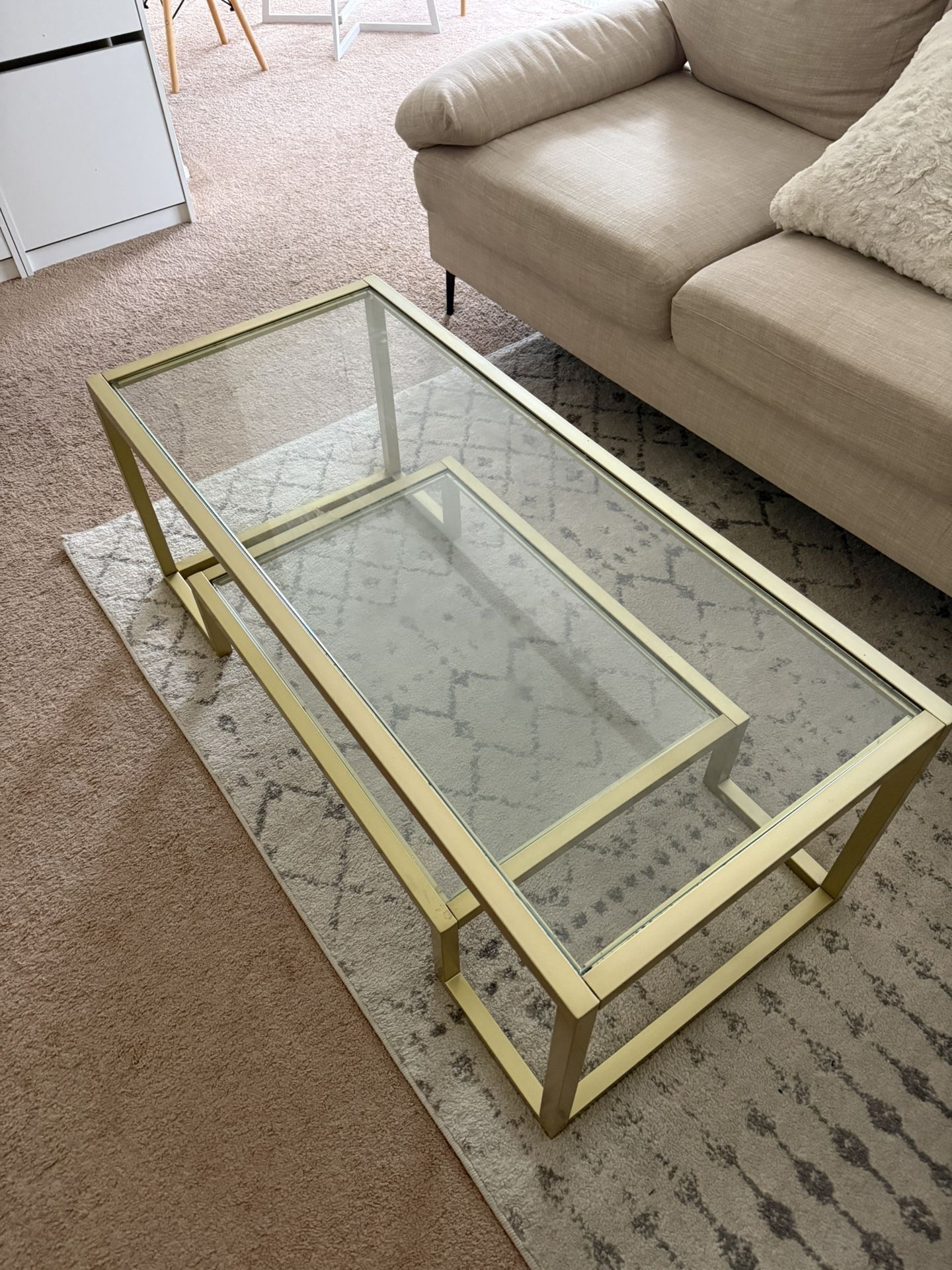 Coffee Table Gold Glass