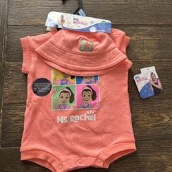New baby girls romper and bucket hat