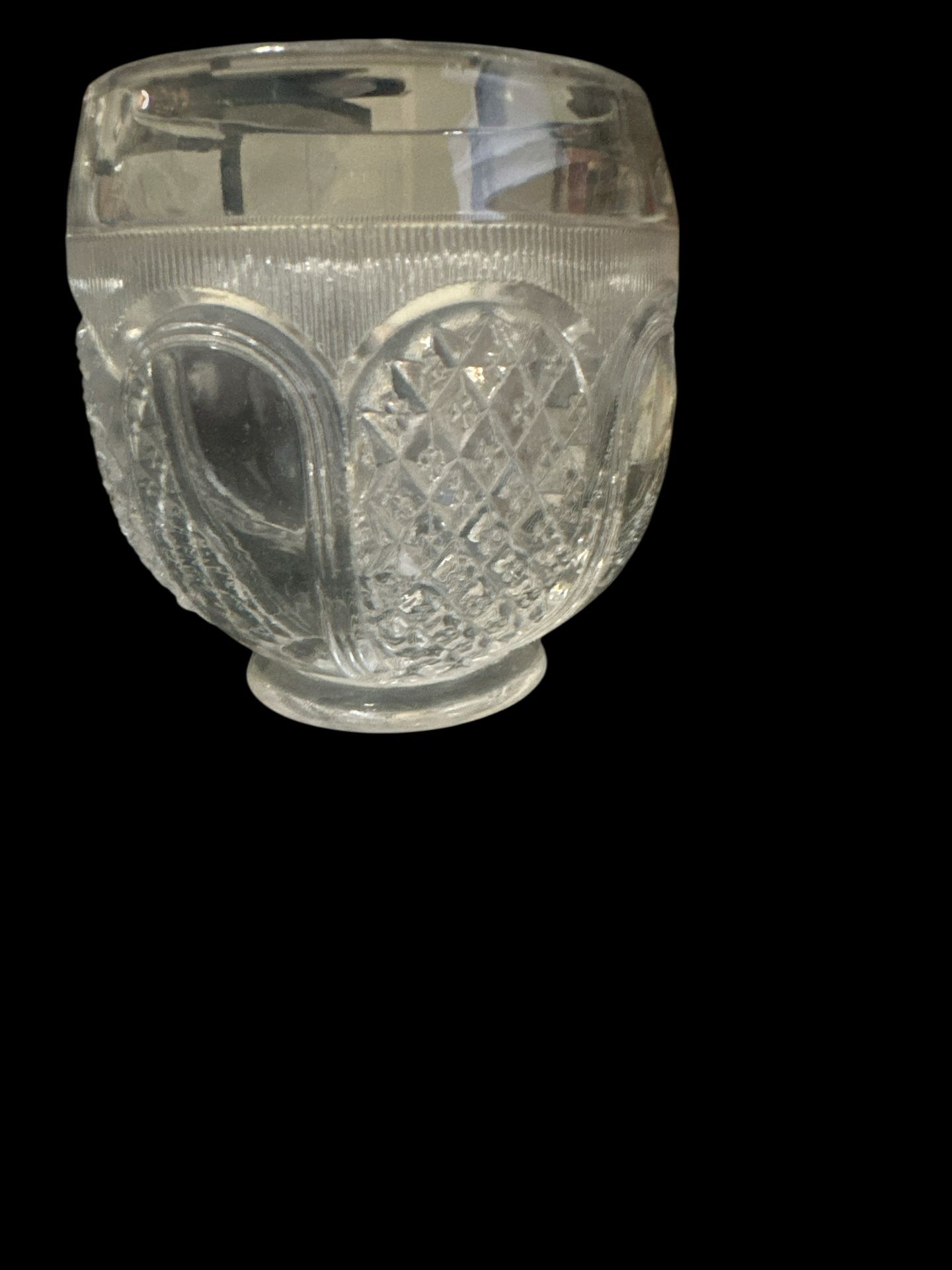 EAPG Antique CLEAR Glass Horn of Plenty SUGAR BOWL Footed Vintage