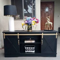 Sideboard/Buffet/Media Console- Black With Gold 