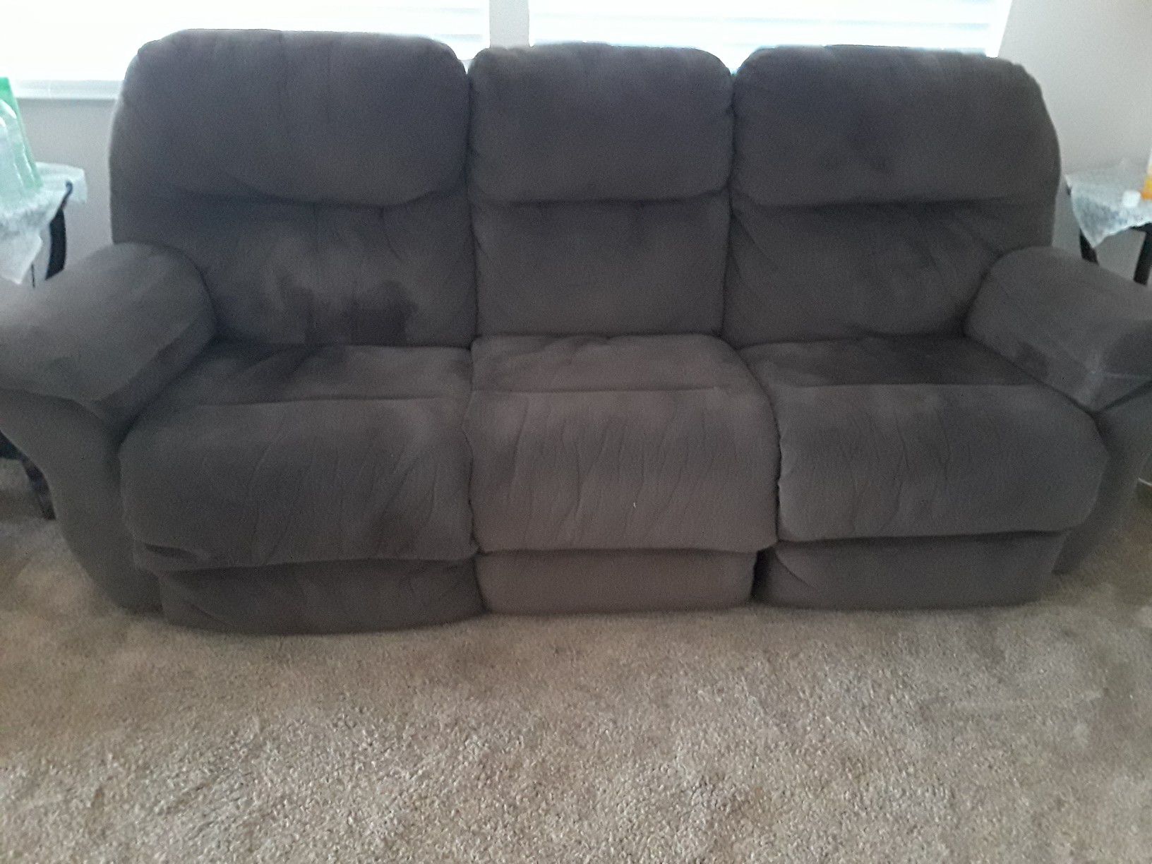 Suede brown 7 ft sofa