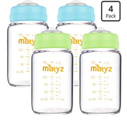 Matyz Glass Breastmilk Storage Containers, 4 Pack