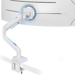 Ultrawide Single Monitor Arm 17-49'' Heavy Duty up to 44lbs Gas Spring RGB Light Gaming White