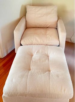 Cream Sofa with Matching Ottoman – Like New